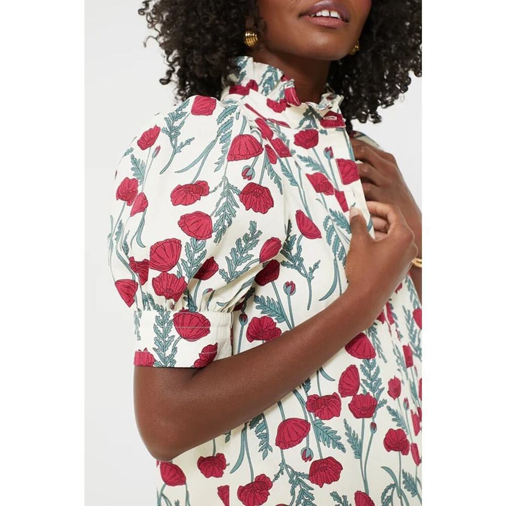 HYACINTH HOUSE Red Amaryllis Floral Mimsy Mini Dress Size L NWT - Picture 2 of 6